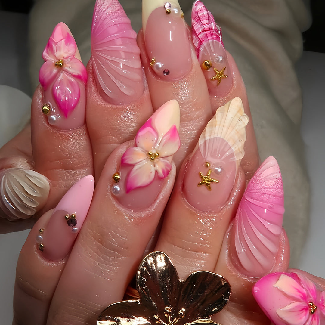 Artistic 3D Shell Press-On Nail Set Bowlift