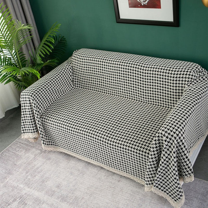Elegant Houndstooth Sofa Cover