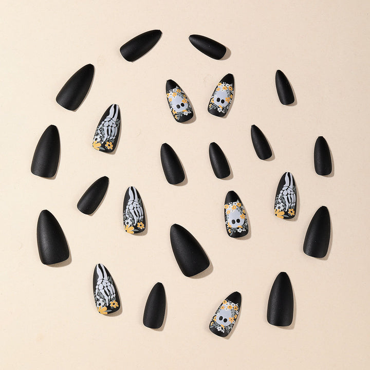Artistic Skeleton-Themed Nail Art Bowlift