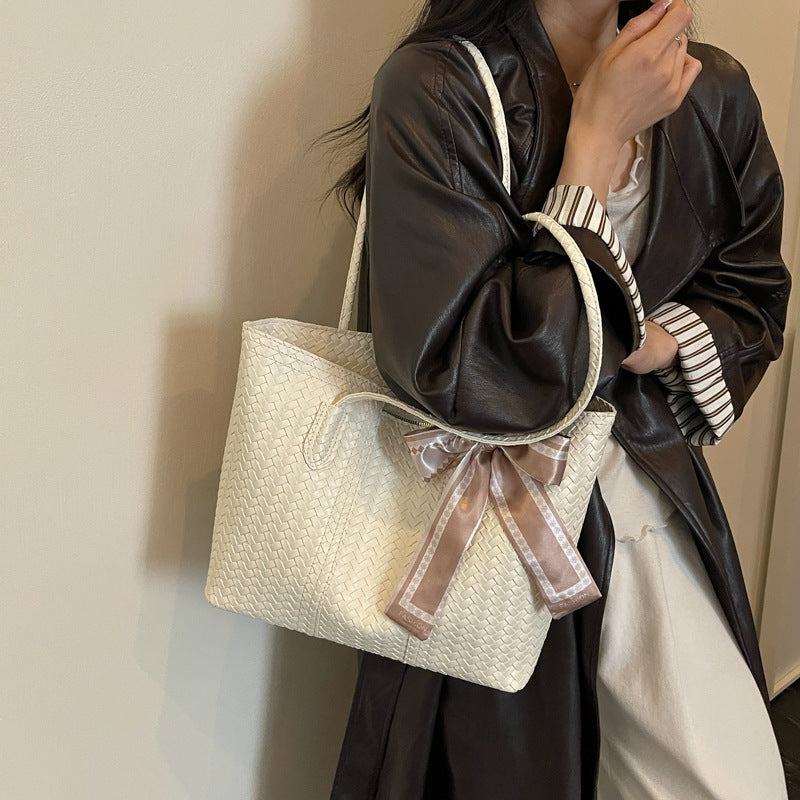 Woven Leather Tote Bag Bowlift