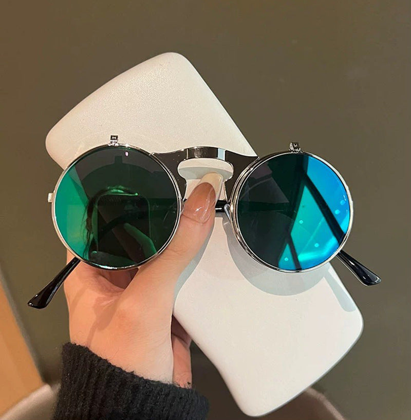 Ladies Round Designer Sunglasses with Innovative Frame Bowlift