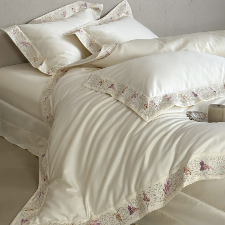 Silky Sateen Embroidered Duvet Cover Set