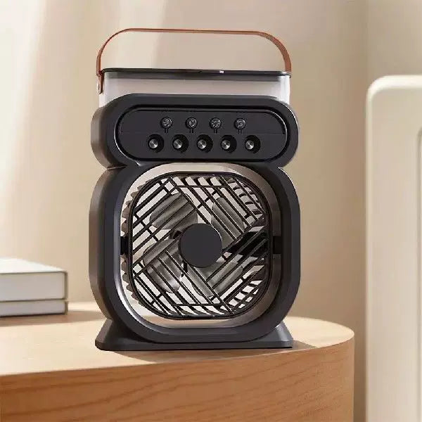 Unisex One Size Portable Rechargeable Vaporizing Desktop Air Cooler and Fan with Leather Carrying Handle Bowlift
