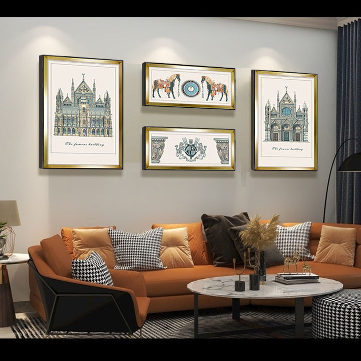 Vintage Architectural Print Wall Decor Set