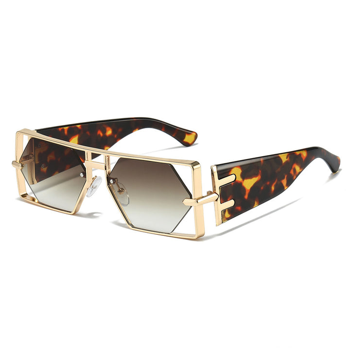 Geometric Shield Sunglasses with Premium Metallic Frame Bowlift