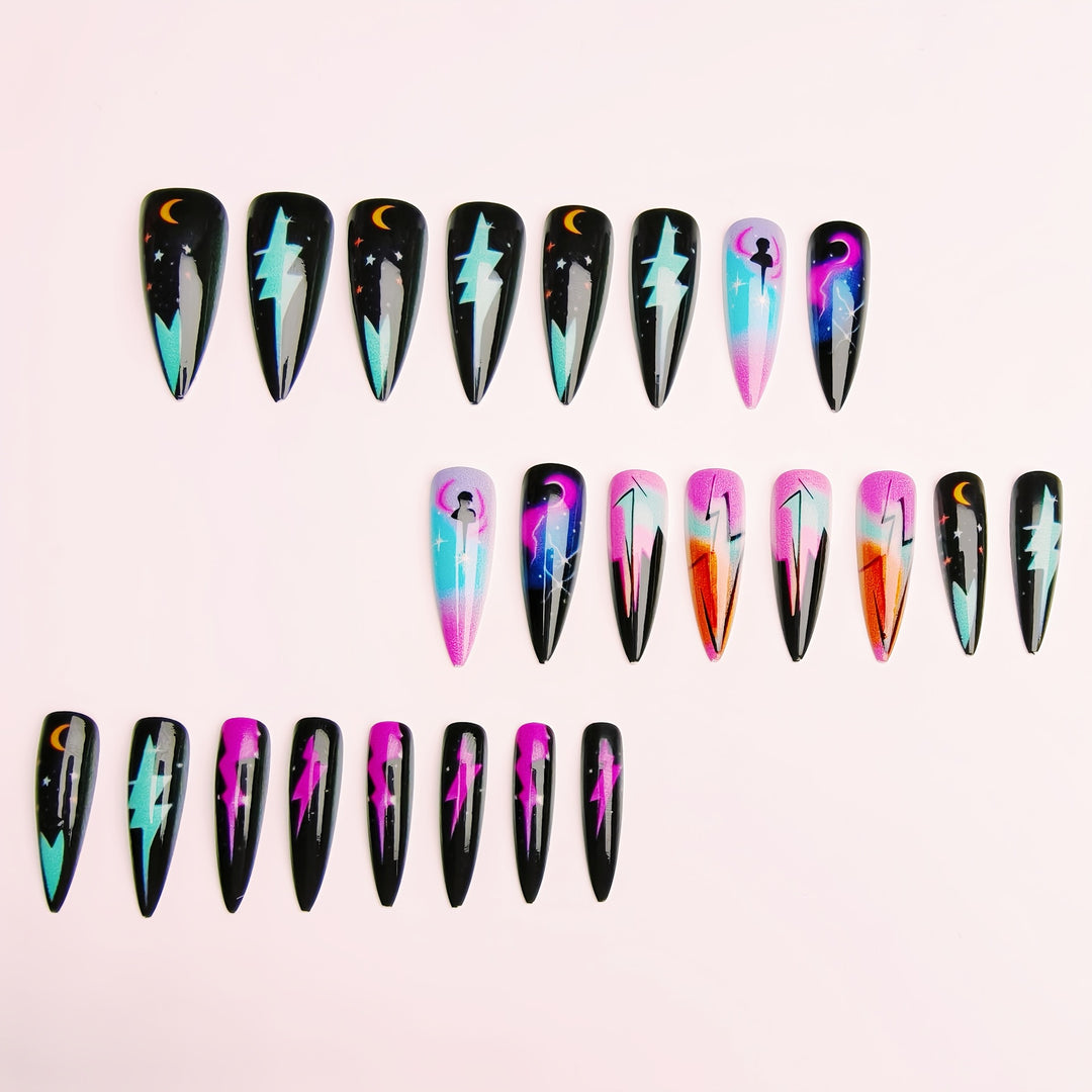 Cosmic Lightning Nail Art Bowlift