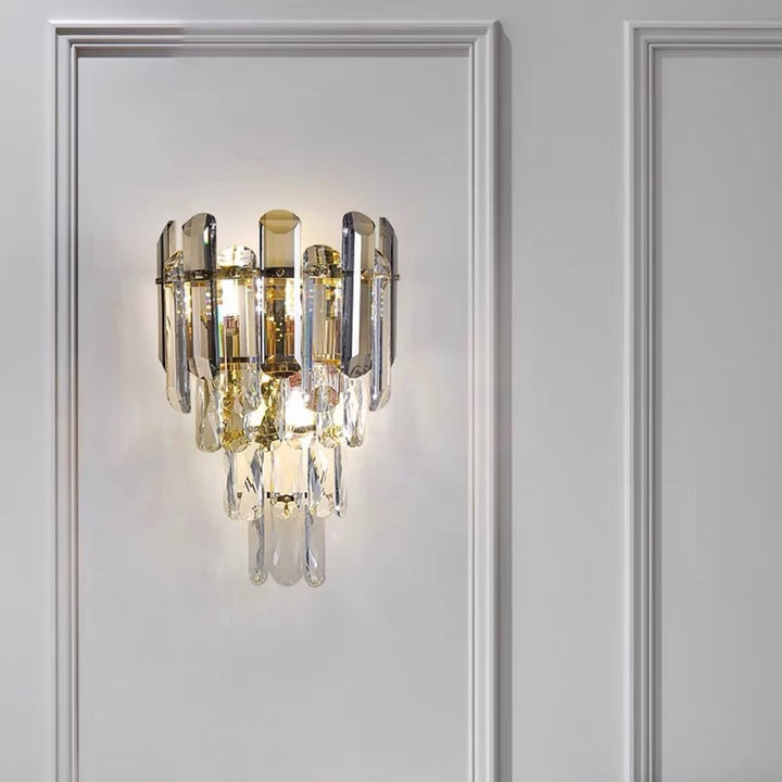 Crystal Tiered LED Wall Sconce Luxury Glass Chandelier Bowlift