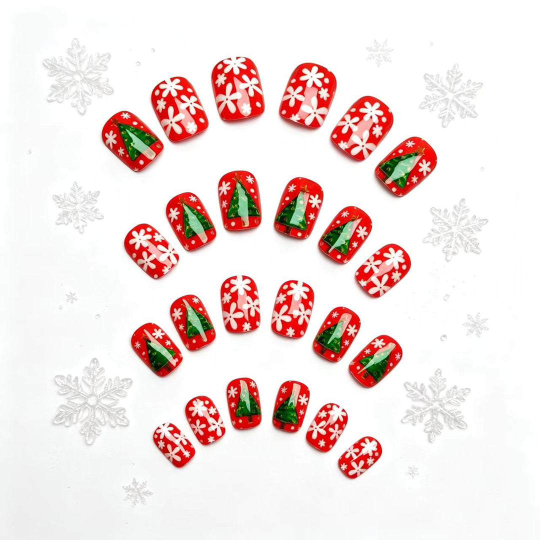 Festive 3D Christmas Tree Nail Art Bowlift