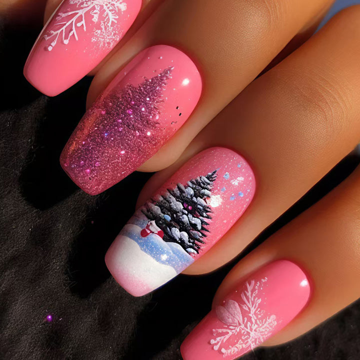 Artificial nails with winter Christmas design Bowlift