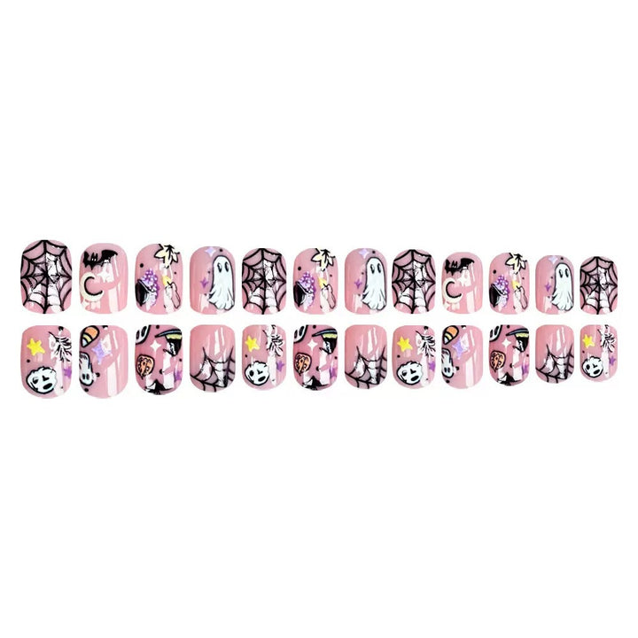 Halloween Fake Nail Set with Creative Horror Motifs and Intricate Designs Bowlift