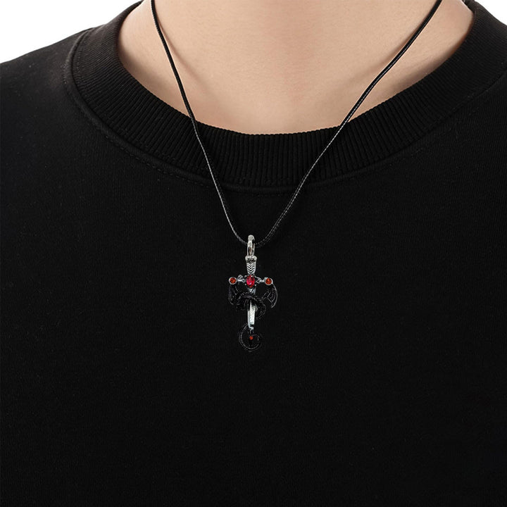Dragon-Embellished Sword Pendant Necklace Bowlift