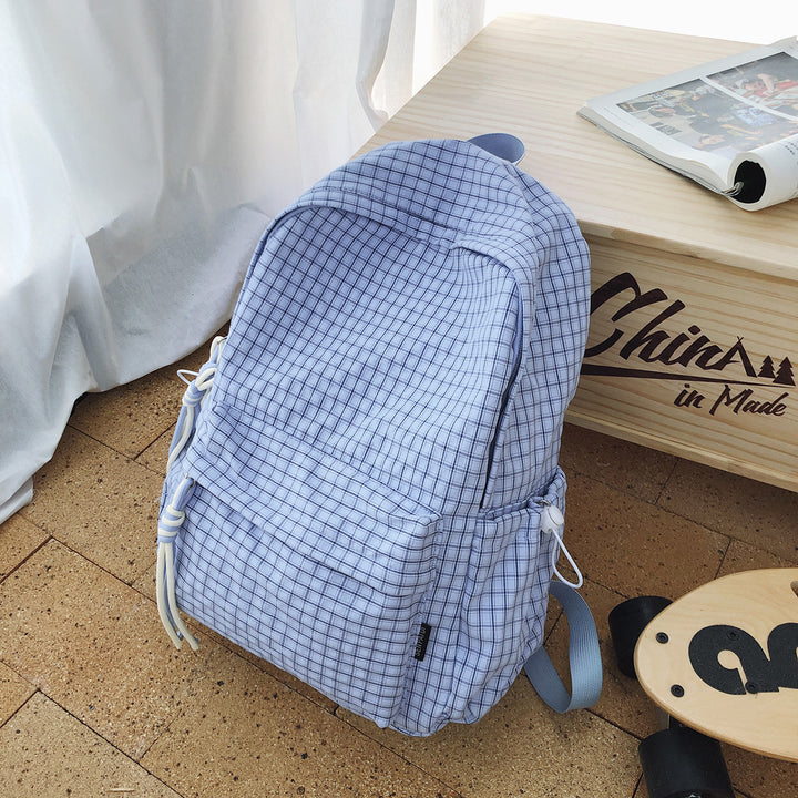 Checked Pattern Canvas Backpack