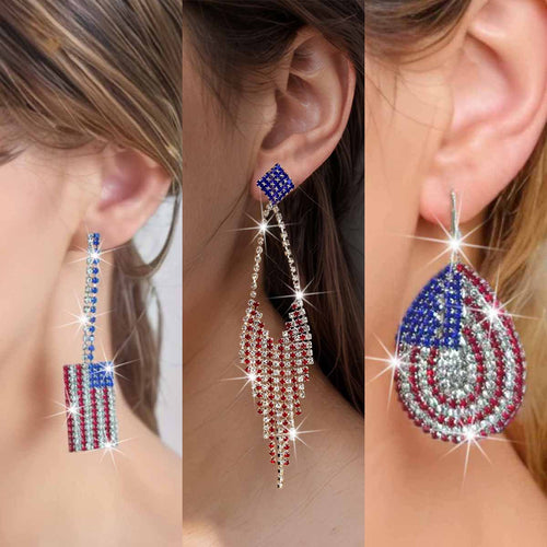 Women nano sparkling statement earrings with long rhinestone tassels Bowlift