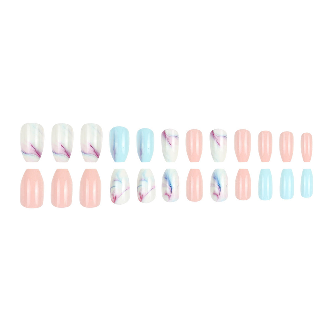 Artistic Marble Effect Press-On Nails Bowlift