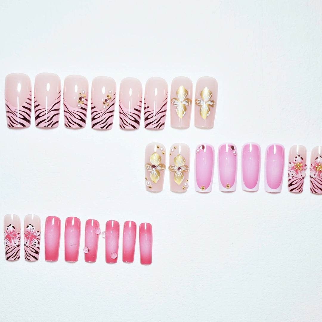 Floral Design Acrylic Nail Art Bowlift