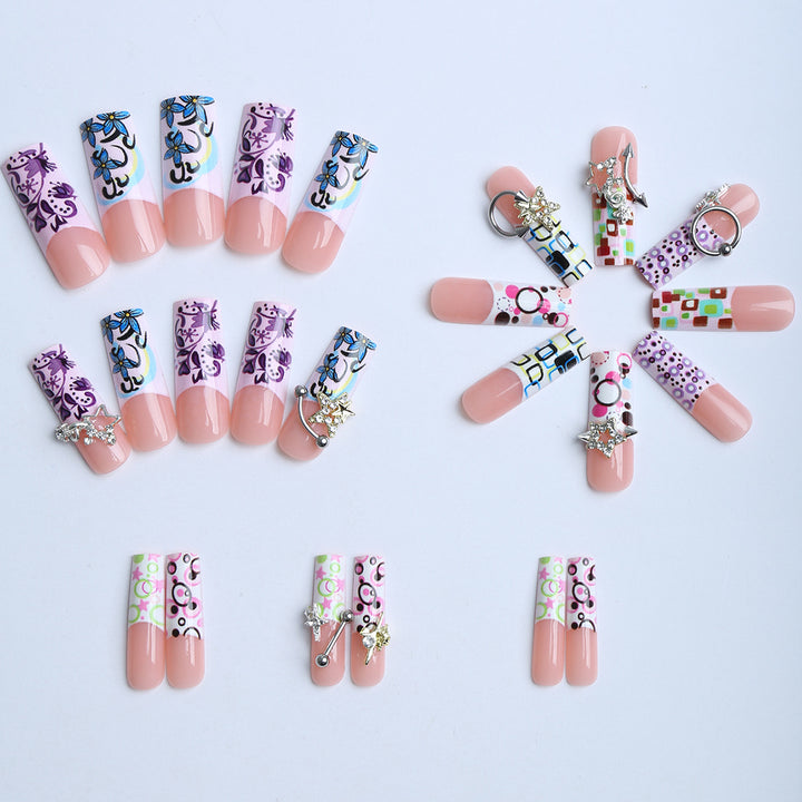 Artificial nails with creative 3D elements and playful patterns Bowlift