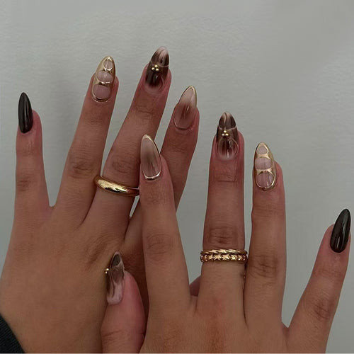 Artificial nails with luxurious style elements Bowlift