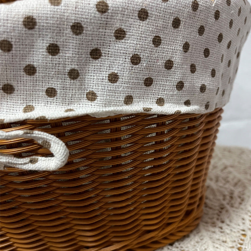 Ladies Elegant Braided Basket with Removable Fabric Insert Bowlift
