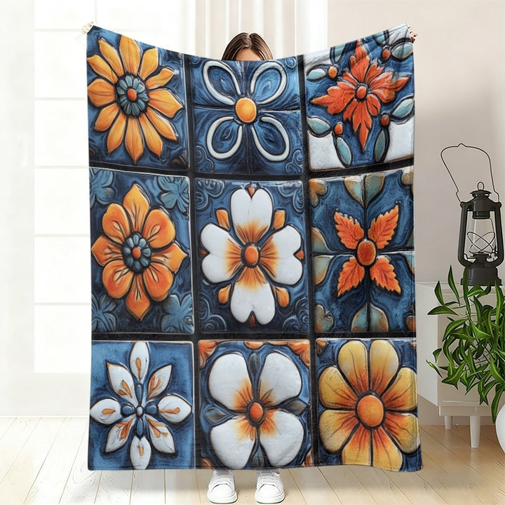 Decorative Floral Art Throw Blanket