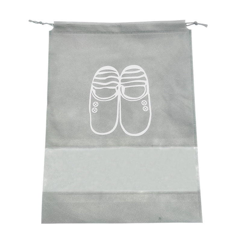 Unisex Travel Shoe Storage Bag with Transparent Window Drawstring Closure and Breathable Non-Woven Mesh Organizer Bowlift