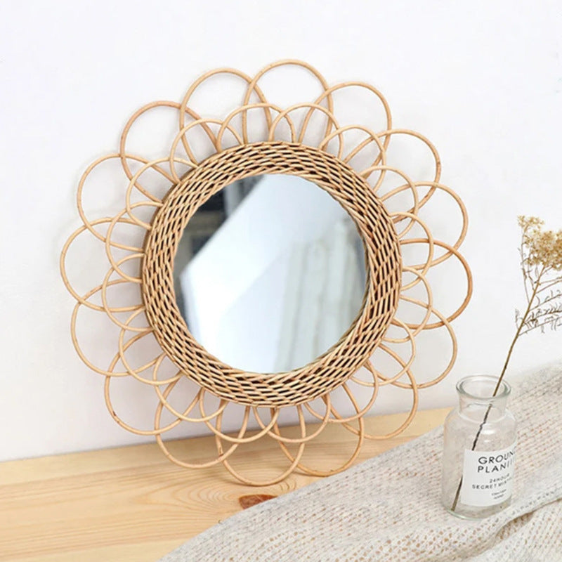 More Elegant Round Wall Mirror Made of Natural Rattan Bowlift