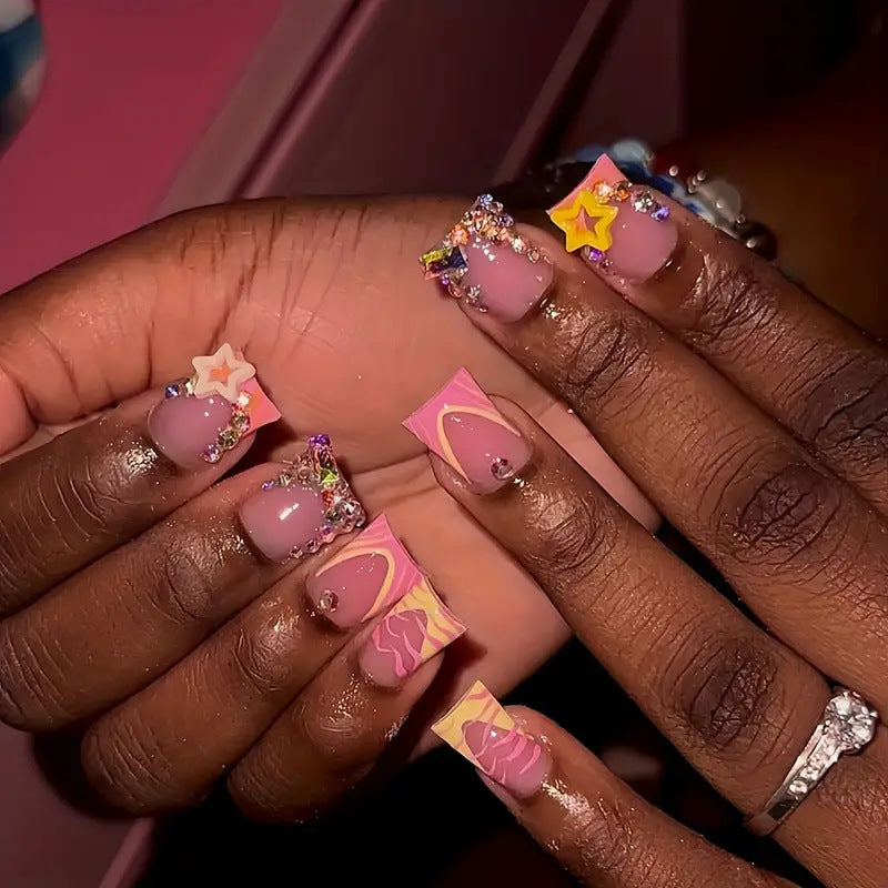 Decorative 3D Themed Press-On Nail Art Bowlift