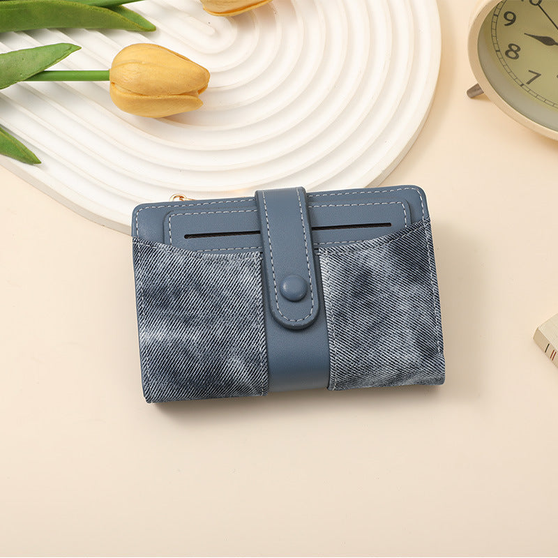 Textured Multi-Pocket Snap Closure Wallet Bowlift