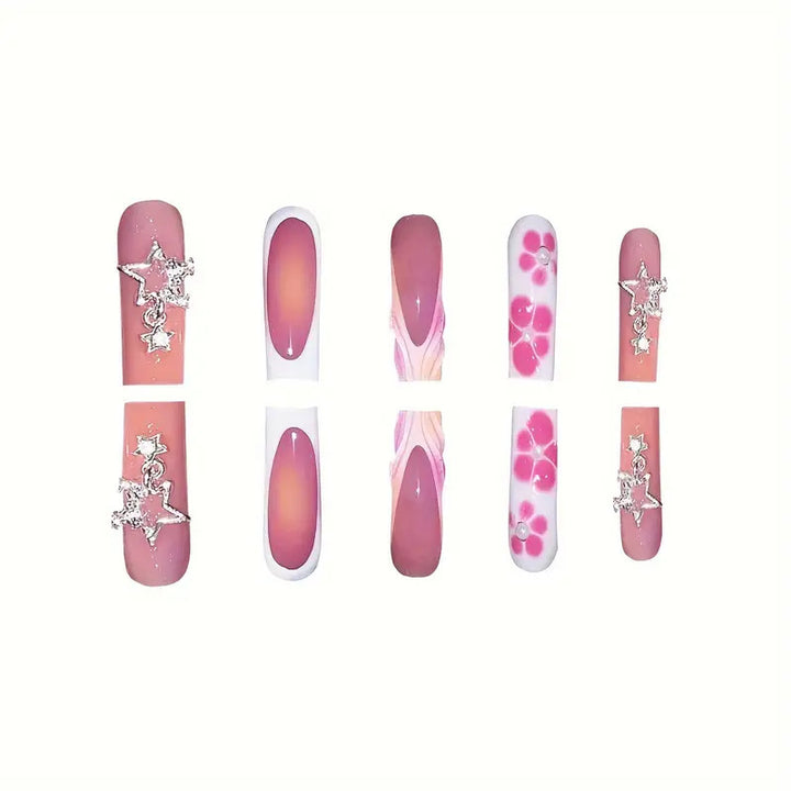 Artistic 3D Floral Press-On Nail Set Bowlift
