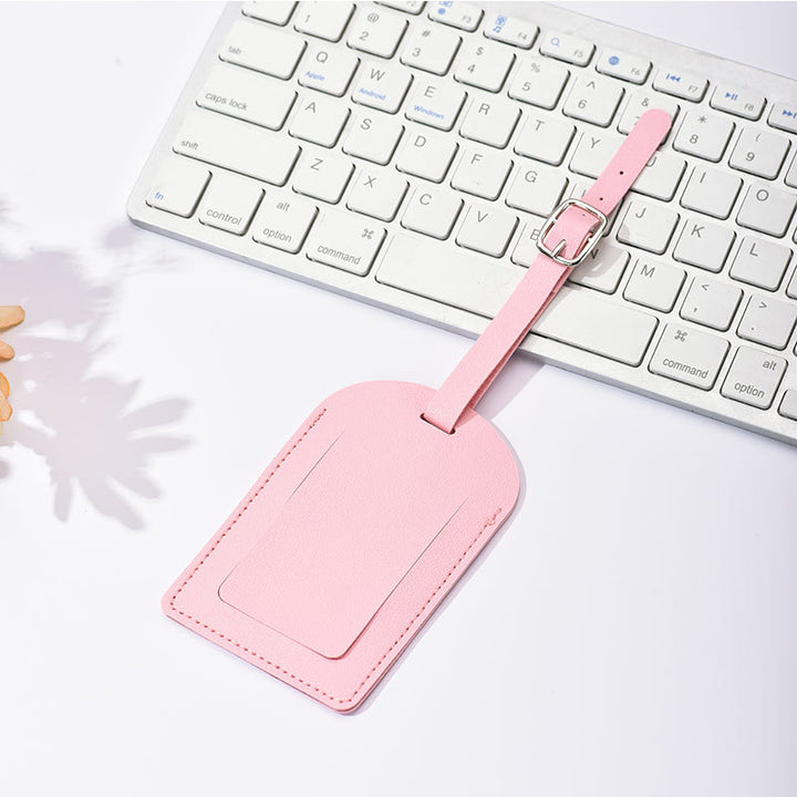 premium PU leather luggage tag with adjustable buckle strap Bowlift