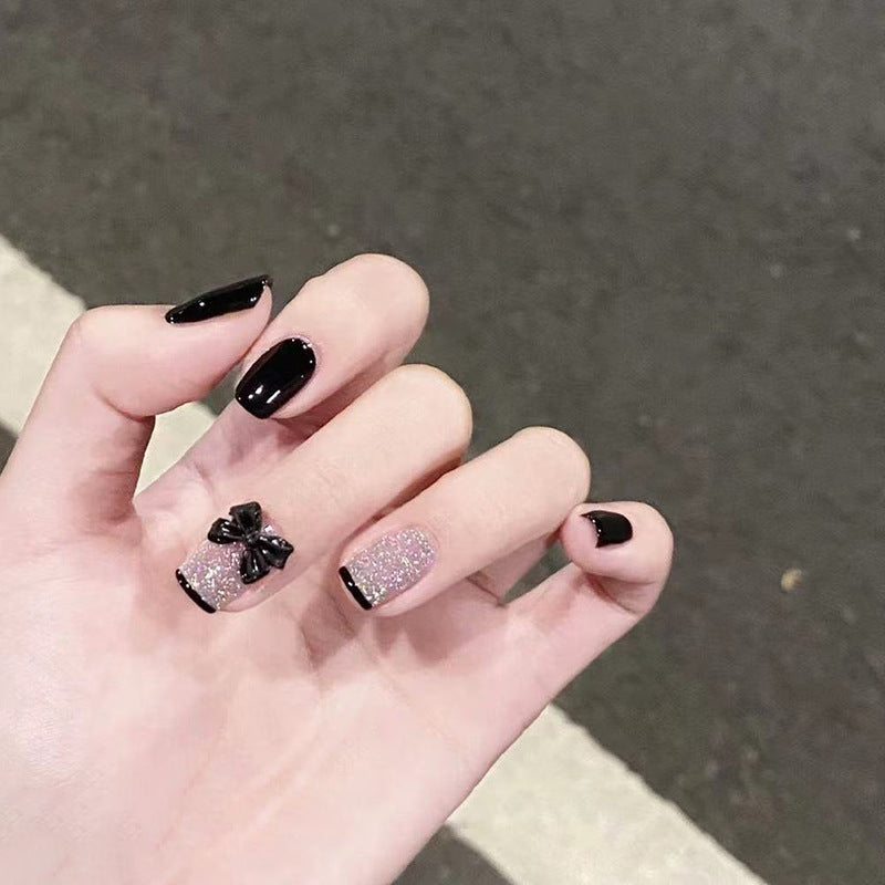 Elegant Stiletto Press-On Nail Set with Decorative Bow Accents Bowlift