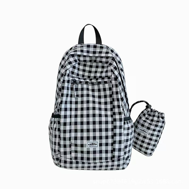 Gingham Patterned Lightweight Backpack Bowlift