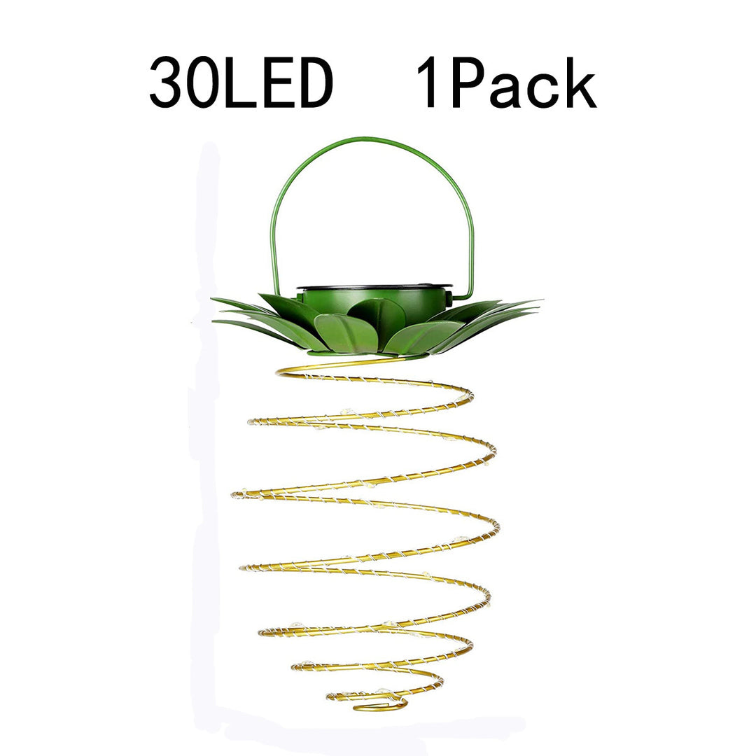 Spiral Hanging Solar LED Lantern With Lotus Canopy And Carrying Handle Bowlift