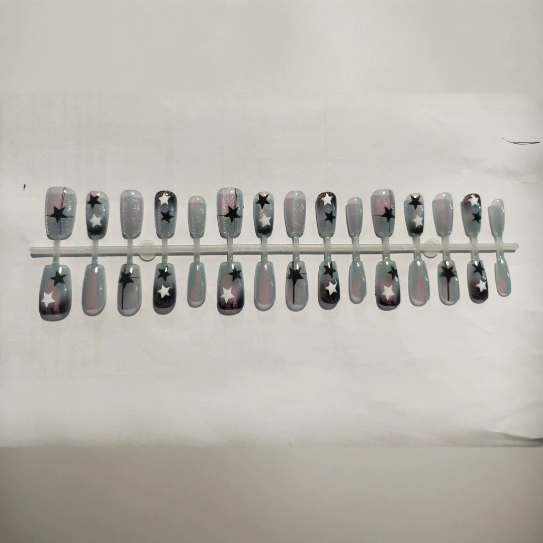 Artistic Star-Pattern Press-On Nail Set Bowlift