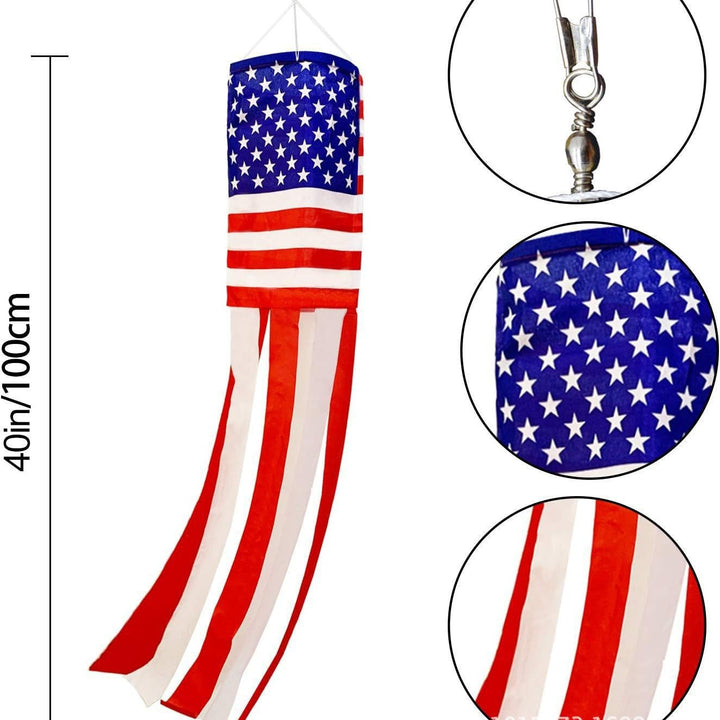 Unisex nan tubular windsock wind streamer with long ribbon tails and swivel hook Bowlift