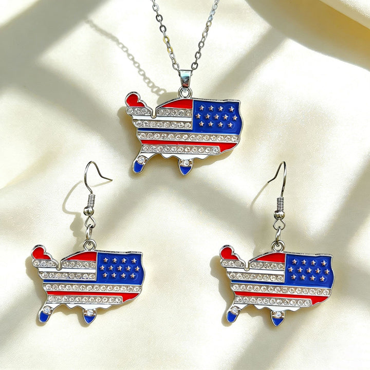 Women's patriotic jewelry set with flip-flop pendant made of enamel and crystal embellishment Bowlift