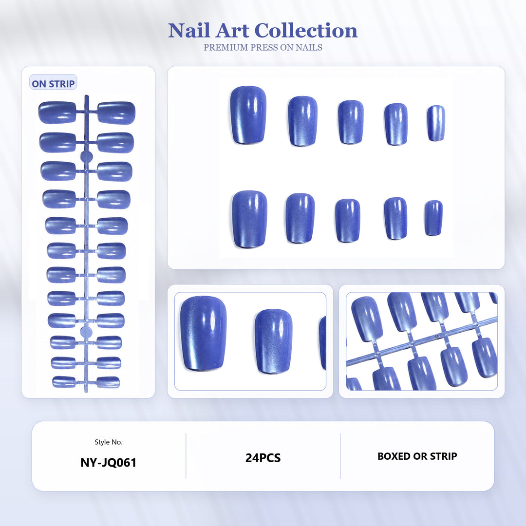 Premium Press-On Nails with Metallic Shine Bowlift