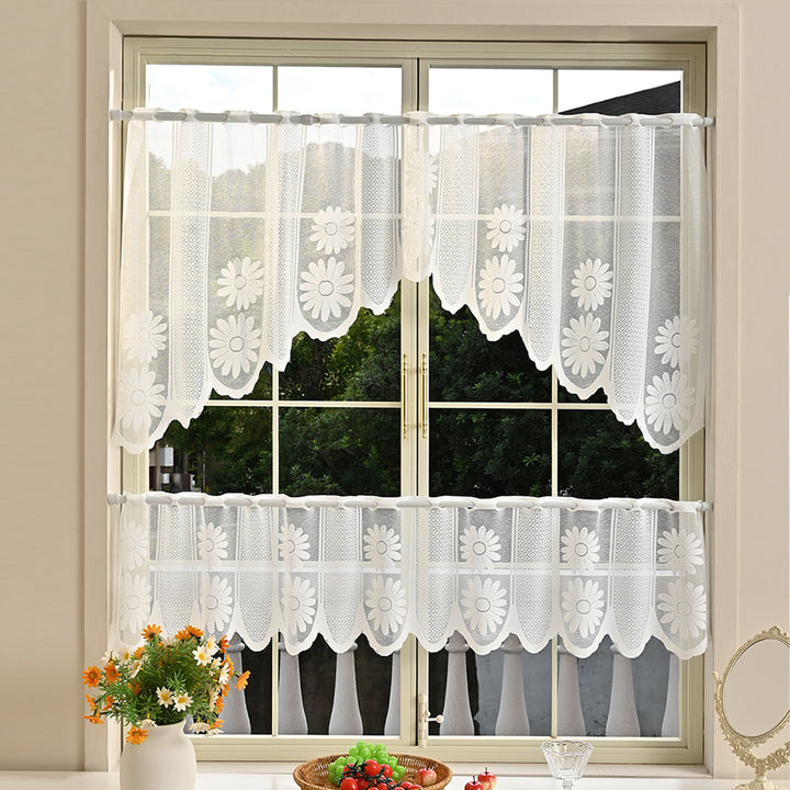 Floral Lace Tiered Window Curtains
