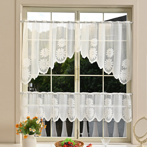 Floral Lace Tiered Window Curtains
