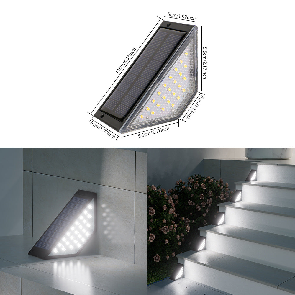 Triangular Solar LED Corner Step Light With High-Efficiency Photovoltaic Panel And Waterproof Housing Bowlift