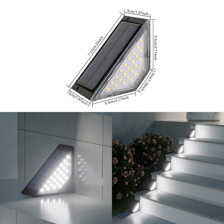 Triangular Solar LED Corner Step Light With High-Efficiency Photovoltaic Panel And Waterproof Housing Bowlift