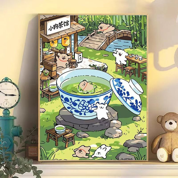Playful Cartoon Dog Wall Art Bowlift
