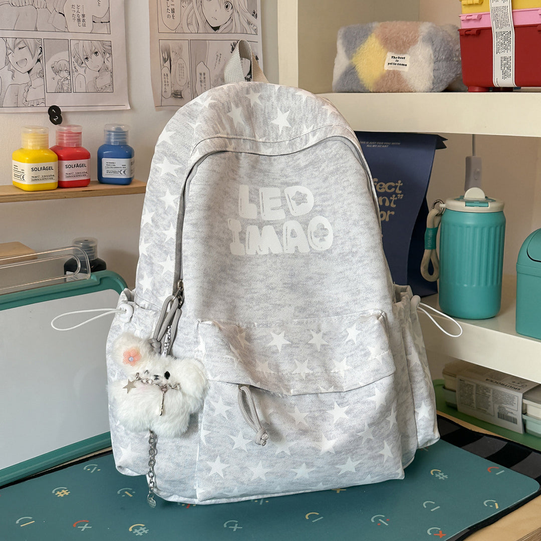 Fun Embroidered Star Print Backpack