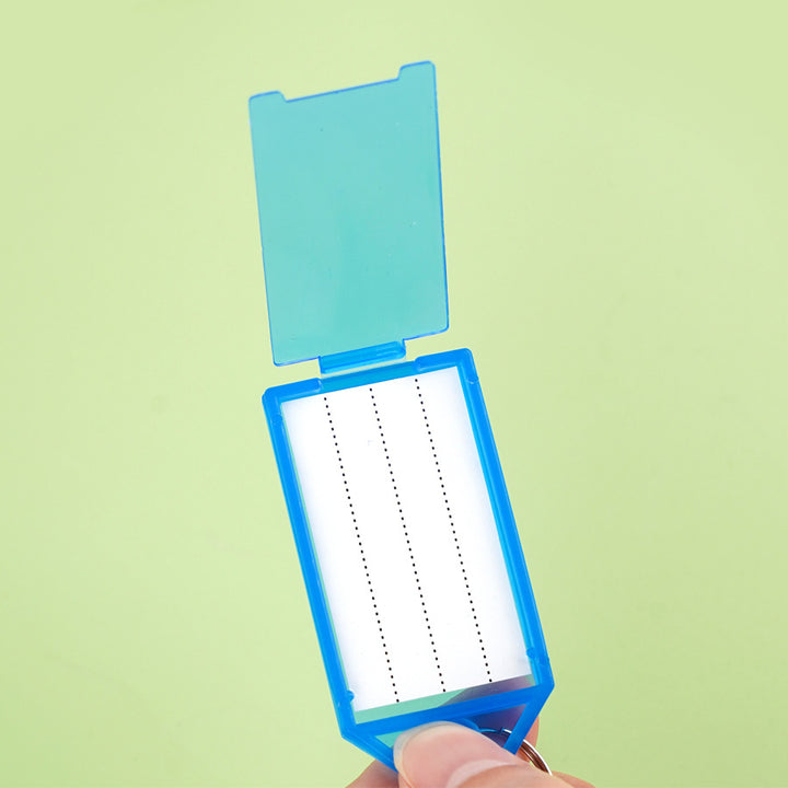 Unisex label tag with transparent sleeve and three writable fields Bowlift