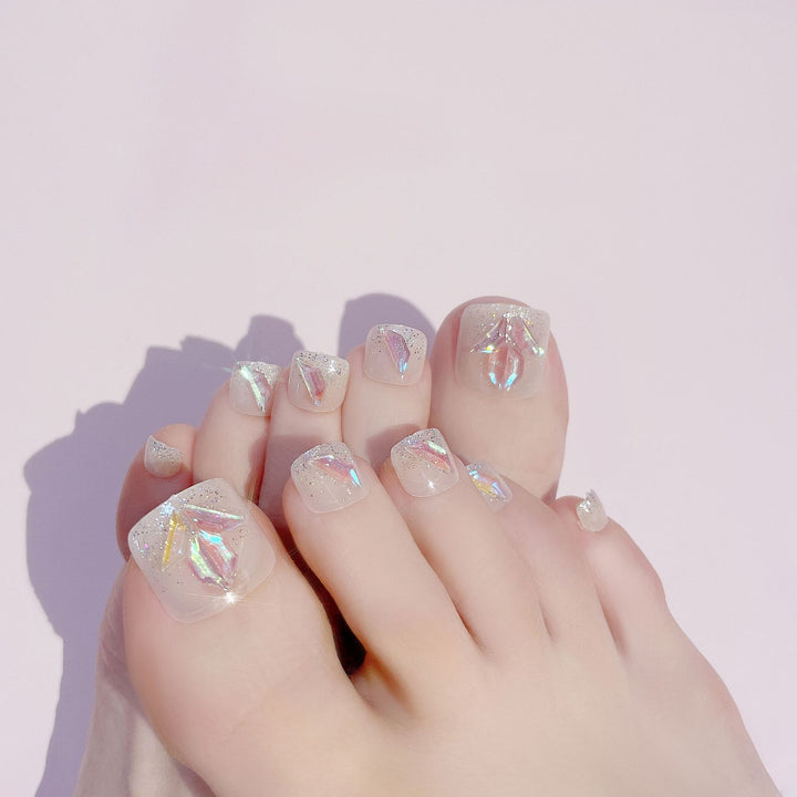 Decorative Rhinestone Press-On Toenail Set Bowlift