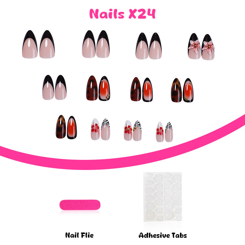 Artificial nail set with floral and creative decorations Bowlift