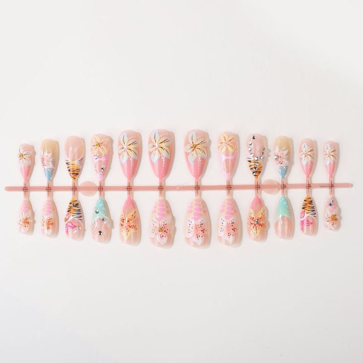 Tropical Floral Press-On Nail Set Bowlift