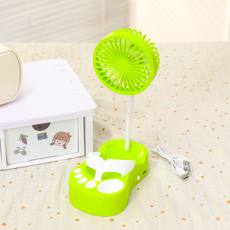 Women's portable USB table fan with flexible gooseneck and integrated light Bowlift