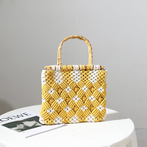 Stylish, Braided Handbag with Unique Checkered Pattern Bowlift