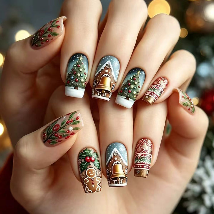Artificial nails with festive Christmas motif Bowlift