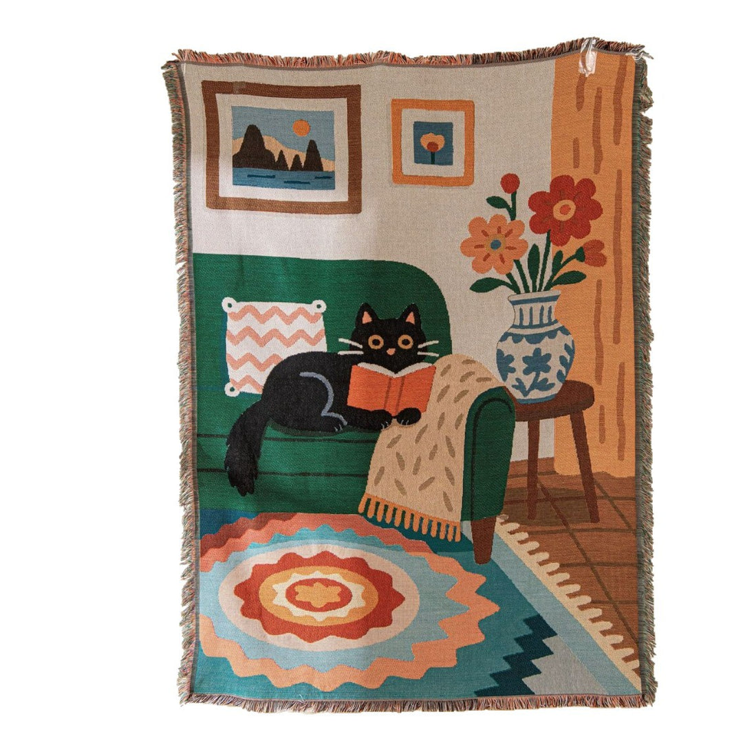 Artistic Cat-Themed Tapestry Blanket